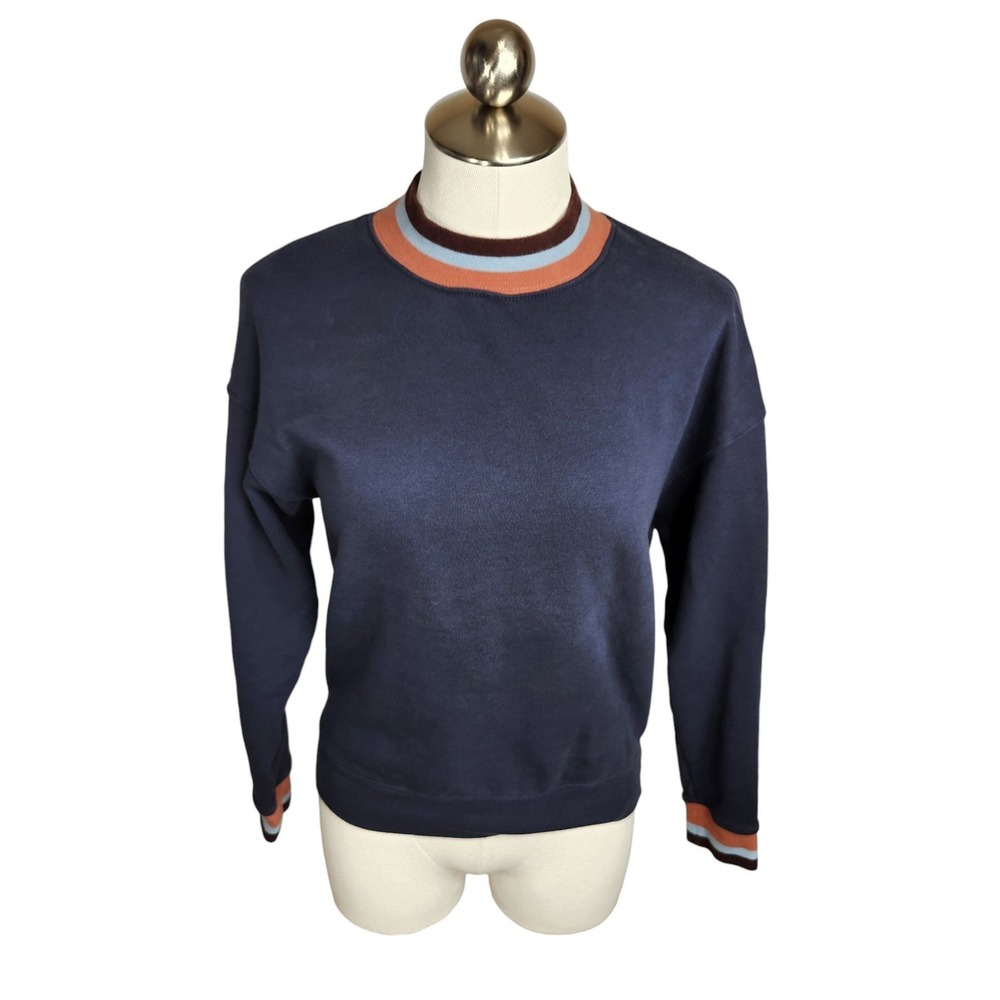 Madewell (Re)sourced Cotton Studio Ringer Mockneck‎ Sweatshirt Size XS Blue